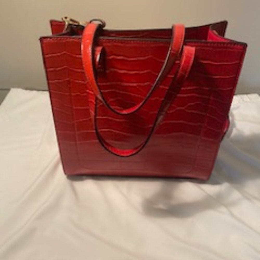 Red Croco Print Vegan  Handbag
